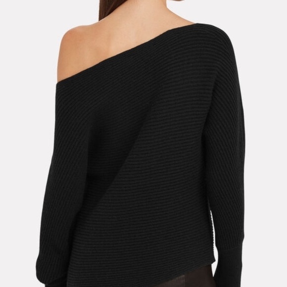 Intermix Black Jacqueline Off-the-Shoulder Slouchy Sweater - Picture 2 of 12